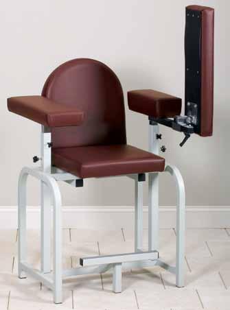BLOOD-DRAW PLUS LABORATORY CHAIRS FEATURES 1 1 /4 square, heavy duty, all-welded, tubular steel frame Adjustable height and depth flip arm Armrest locks in place when in use,