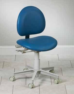 Range P272132 24 18 17 22 1 /4 Operator Stool with Lumbar Support Powder-coated cast aluminum base Pneumatic height adjustment 3 dual-wheel casters Contoured seat with firm foam padding Dual