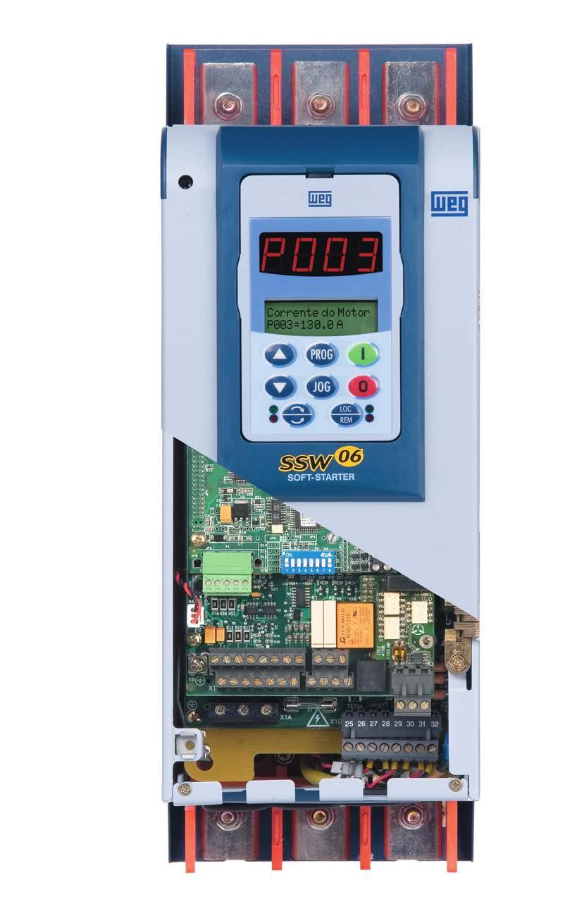 WEG SSW- 06 Line SSW-06 - A flexible and compact product Power supply input 7 Segment LED display Liquid crystal display (LCD) 2 lines of 16 characters Removable HMI with double display ( LCD + LED