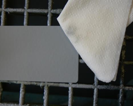 On the basis of the curing test, the coating quality at a certain time can be determined. Test procedure: - A white, robust, absorbent, disposable cloth (e.g. Kimberly-Clark Wypall X70) is soaked with the respective thinner of the tested coating system.
