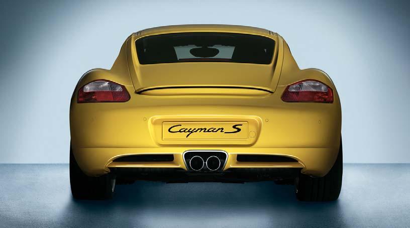 Sports tailpipes These stainless steel tailpipes with hard-chrome finish are a stylish addition to the Cayman.