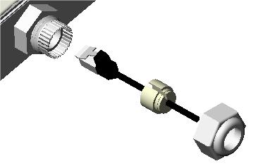 6. Slide the dome nut onto the end of the sensor cable. The threaded side of the dome nut should be facing towards the connector.