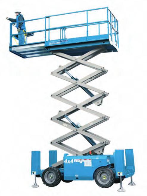 elevated WorkinG PlatforMs 32ft rough terrain scissors Working 11.7 m (38ft) 9.8 m (32ft) Safe Working Load 567 kg size 1.8 x 3 m Guardrail 1.10 m Toe Board 0.15 m Stowed 2.5 m Stowed Overall 2.