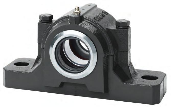 In larger sizes where pluer blocks are heavier, this split-block design eases installation. Remove the cap using a pry-tool slot for bearing inspection, service and replacement.