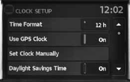 Use GPS Clock: When this setting is activated, the clock is set and continually updated via the GPS used by the Navigation System.