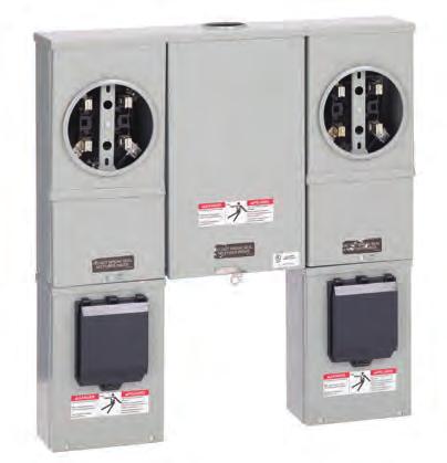 Group Meter Main - With MCC Bypass 100 Amp Horizontal Application For horizontal multi-meter/mains installations - 4 position maximum Manual circuit closing (link type) bypasses under separate