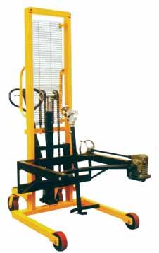 HYDRAULIC DRUM LIFTER WITH TURNER and HAND STACKER HYDRAULIC DRUM LIFTER WITH TURNER 400kg The drum lifter is designed for lifting and tilting of 210-litre steel drums.