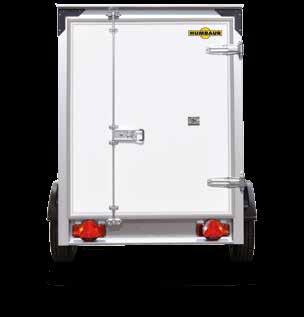 Single-axle plywood box trailer A low-priced single-axle trailer for many transport tasks 5 7 3 1 V drawbar, hot-dip galvanised 2 13-pin plug and reversing light, 3 Floor plate 15 mm thick 4 Side