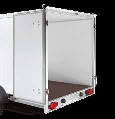 Tandem sandwich box wheels-in trailer Protected goods transport due to plastic seals on the doors 1 V