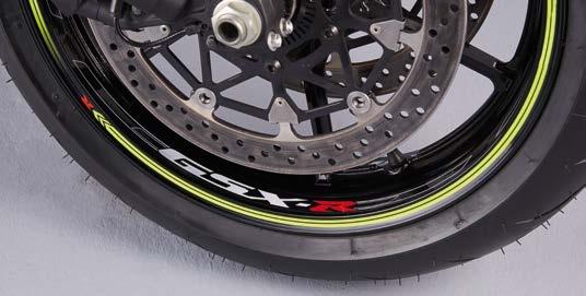 990D0-17K08-PAD 35 RIM DECAL Black foil printed with GSX-R logo and silver lines.