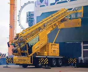 powerful aluminium boomed truck crane on a 26 tonne chassis. The crane has a maximum radius of 45 metres and can take a one tonne load to 34 metres at a height of 30 metres.