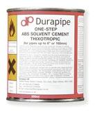 solvent cements Durapipe One-Step Solvent Cement 500ml tin 03 461 395 15.04 1 litre tin 03 461 396 26.99 AVF ABS Solvent Cement 500ml tin 3119-300 13.43 Cleaning Fluid 1/2 litre tin 765-300 10.