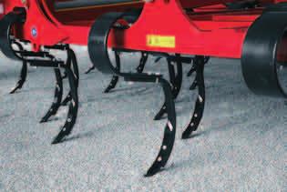 Goliath Tines The "Goliath" tine is installed in the Tiger XL. The tines are equipped with 5.5 cm wide coulters. Packer The continuous packer levels and compacts the soil after the tines.
