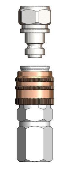 Flat Face 10,500 PSI Coupler Operation: 1) Insert the male coupler into the female coupler until it snaps in the locked