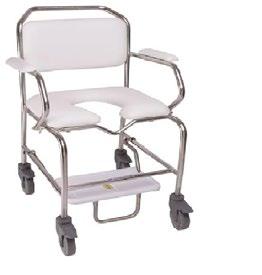 duty stainless steel frame 3 Flexible PVC backrest straps 00-920A Transit Mobile Shower Commode Swingaway Footrest with Loop Arm 460mm 00-962 Teen Transit Mobile Shower Commode Polished 400mm Armrest