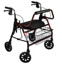 Ellipse 6 Weight Activated Rollator Mack Walker PU Seat for no sharp edges Sturdy walker Fold down backrest for storage Improved finish for long wearing Complete with a bag and basket Push down hand