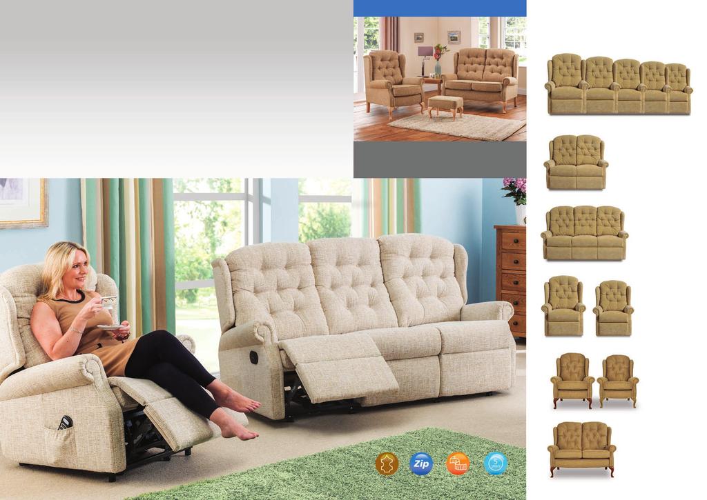 Woburn A classical collection of comfort The Woburn collection includes a choice of 2 and 3 seat all-action and fixed settees, together with a fixed chair, all The Woburn Collection Woburn available