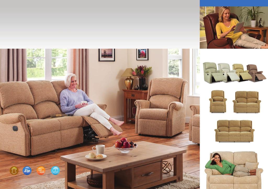 Regent All action recliner & settees The combination of beautifully tailored upholstery and the latest technology in recliner action makes the Regent Collection the ideal choice for total relaxation.