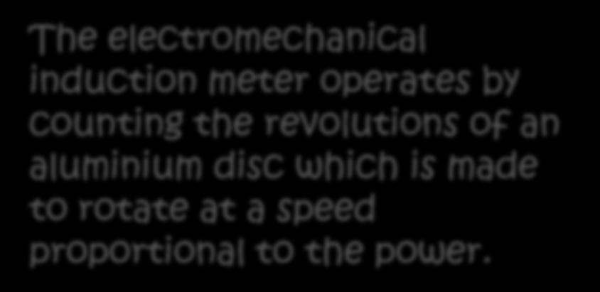 The electromechanical induction meter operates by counting the