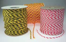 rope. Twisted strands in two-tone, contrasting safety colors 5/16" diameter polypropylene Floats, resistant to mildew and light