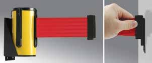 2"W woven-polyester tape, wound in self-tension, spring-loaded unit Extends up to 8-ft.