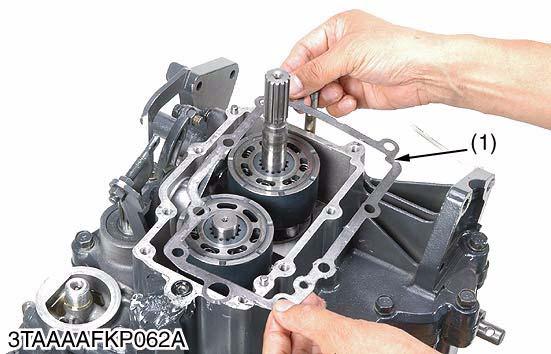 TRANSAXLE Cylinder Block 1. Remove the gasket (1). 2. Remove the O-ring (2).