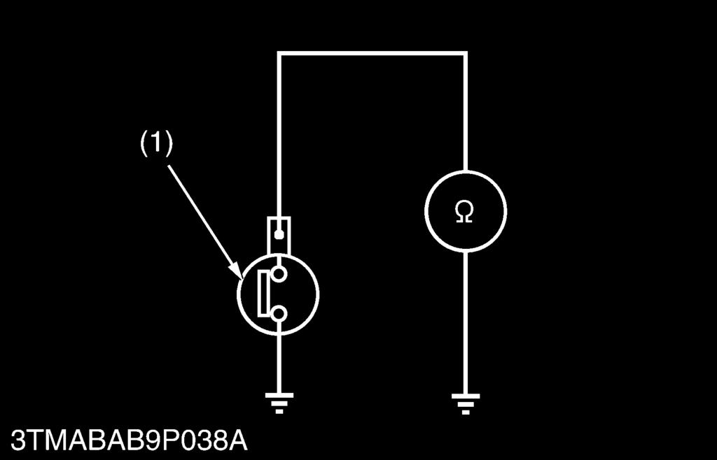 ELECTRICAL SYSTEM Engine Oil Pressure Switch Continuity 1. Disconnect the lead (2) from the engine oil pressure switch (1). 2.