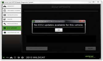 If the ECU UPDATE screen is opened manually and there are no updates available, the following screen will be shown. Click the OK button to return to the IDEN- TIFY screen.