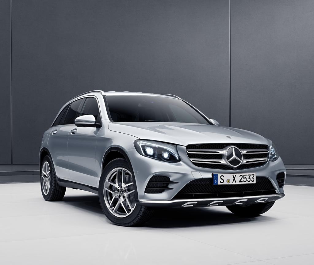 GLC AMG Line exterior equipment from 2,427* 11 19 AMG 5-twin-spoke light-alloy wheels AMG body styling consisting of AMG front and rear apron Brake callipers with Mercedes-Benz lettering