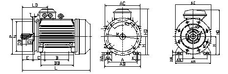 General purpose cast iron motors Sizes 71-132 Dimension drawings Foot- and flange-mounted; M B35 (IM 200, IM V15 (IM 201, IM V 36 (IM 203 Three phase motor, foot- and flange-mounted, terminal box