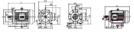 General purpose cast iron motors Sizes 160-250 Dimension drawings Foot- and flange-mounted; IM B35 (IM 200, IM V15 (IM 201, IM V36 (IM 203 Three phase motor, foot-mounted, terminal box top-mounted