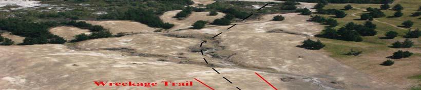 Note the small foot print of the wreckage trail and