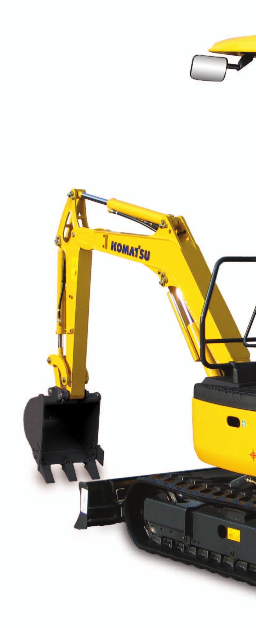 PC18MR-3 C OMPACT H YDRAULIC E XCAVATOR WALK-AROUND Performance and Versatility Standard auxiliary hydraulics Two track options: rubber, steel Automatic two-speed travel ISO/SAE pattern change valve