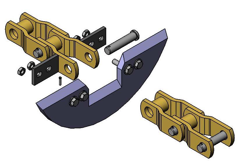 3.3.5 CONVEYOR CHAIN & FLIGHTS 26 Connecting pin T head cotter pin Attachment bar Welded chain (Shown w/ 4 pitch) The bottom surface of UHMW flight is