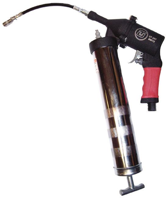 0 db(a) Length 140 mm Height 132 mm Air inlet 1/4 bsp UT397 CONTINUOUS FLOW GREASE GUN Will take cartridges/sausage bags, or self fi ll