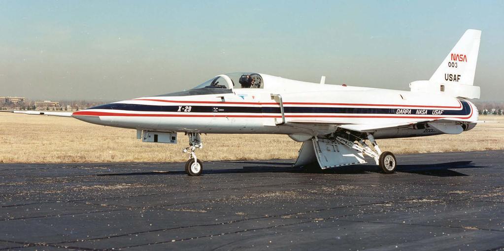 CLASSICS COMPARED FORWARD-SWEPT TEST BEDS The X-29 became the first forward-swept wing aircraft to fly at supersonic speed in level flight The first X-29 to fly was 82-003, which performed its maiden