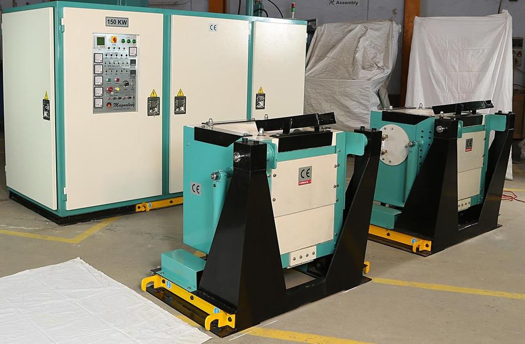 1 off New Magnalenz 175kw Induction Melting Set We are the Worldwide Distributers for these machines 175kw 3000hz Frequency Complete with 2 x 100kg Hydraulic Tilting Furnace Bodies, Hydraulic Power