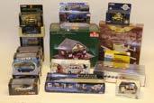 Packaged or Cased Modern Diecast Models, A collection of vintage and modern commercial, private, and examples from television and film, mostly 1:43 scale vehicles, all packaged or in plastic display