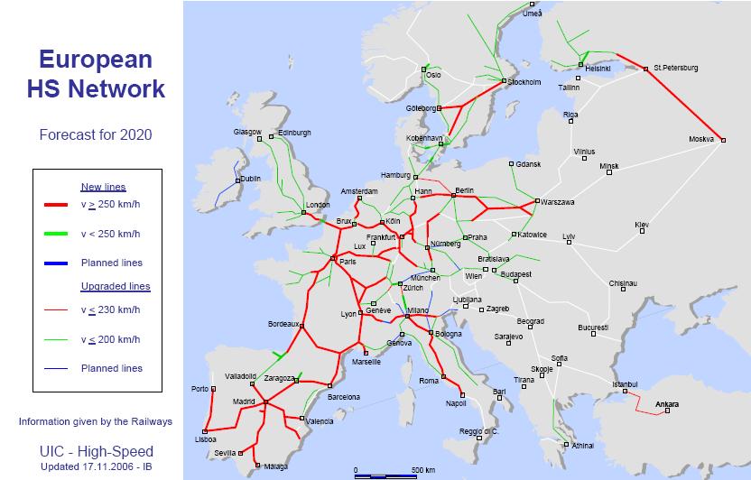 European High Speed Lines in 2020