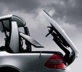 The brakes automatically act to keep their discs dry in the rain, and pre-charge for faster reaction if you lift off the gas quickly. A pop-up roll bar an SL innovation deploys in 0.