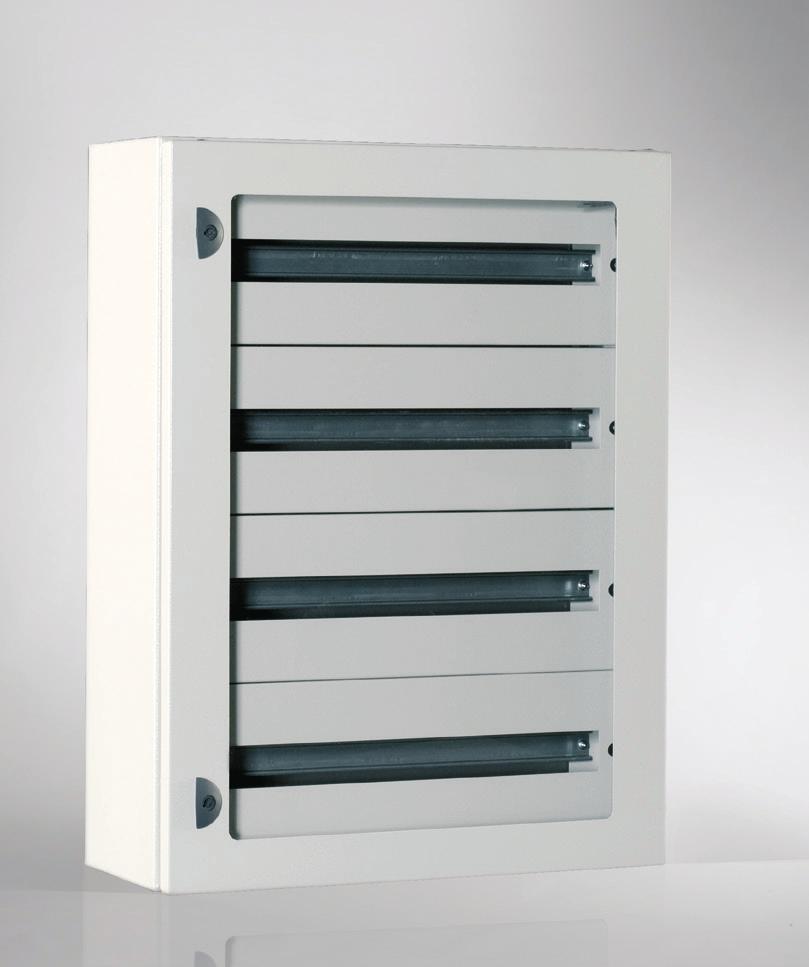 5 mm thick sheet steel. Includes: frame front panel with modular slot complete with mounting accessories and captive screws zincpassivated DIN rail (for each window) mounting accessories.
