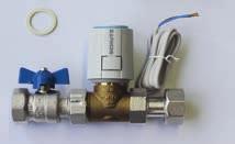 Brass Zone regulation set 1" Zone regulation set for SCHÜTZ heating circuit manifold comprising straight-way valve kvs 4.5 m³/h, actuator and ball valve set.