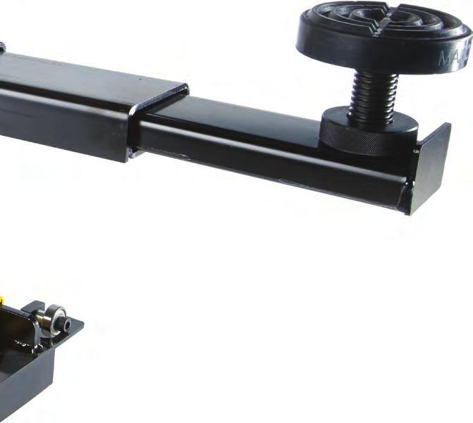 Rubber-topped screw pad 1532A and aluminium block 1526 that will fit anywhere over the length of the beam.