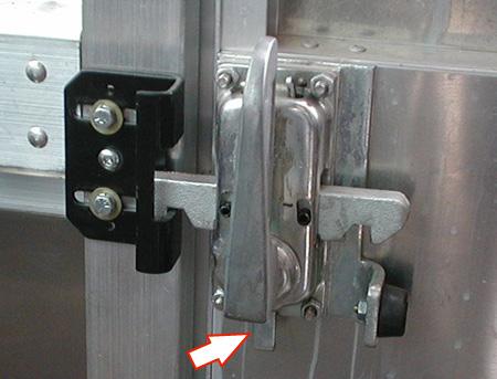 The handle unlatches the door so that you can slide the door toward the back of the vehicle. Once the door is completely open, the latch holds the door in position.
