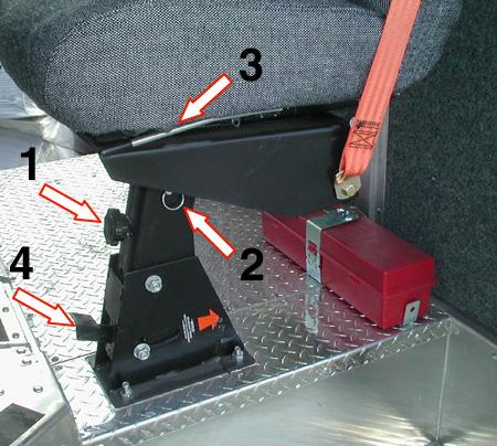 Seats and Seat Belts Adjusting the Driver s Seat* Aeromaster driver s seats can be adjusted for your comfort. 1. Enter the vehicle and sit in the seat. 2. Adjust the seat height as follows: a.