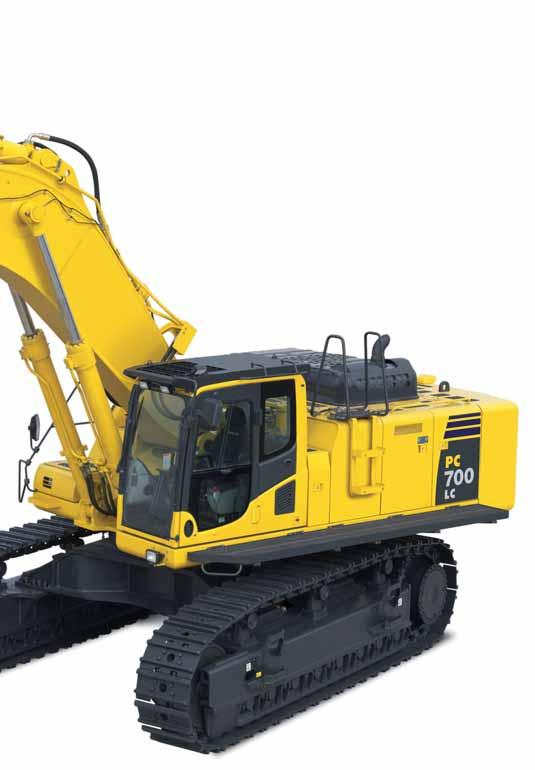 PC700-8 Highest safety standards Safe SpaceCab Rear view camera Optimal jobsite safety Safe access, easy maintenance Laminated front screen ENGINE POWER 323 kw / 433 HP @ 1.