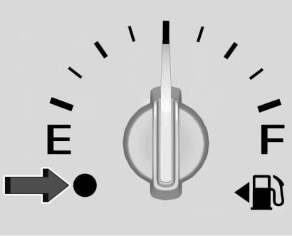 For the uplevel cluster, this light is near the fuel gauge and comes on briefly when the ignition is turned on as a check to show it is working. It also comes on when the fuel tank is low on fuel.