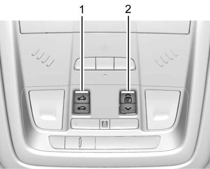 Roof Sunroof 1. Sunroof Switch 2. Sunshade Switch If equipped, the sunroof only operates when the ignition is on or in ACC/ACCESSORY, or when Retained Accessory Power (RAP) is active.