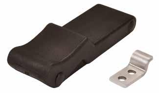 LATCHES AND CATCHES Flexible Over Center Drawer Latch SR 5597 Black rubber handle Stainless steel keeper and bracket Low profile design Concealed keeper is fixed under the latch Non-corrosive Fixed