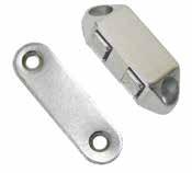 MAGNETIC CATCHES AND COUNTER PLATES Metal Magnetic Catch SR 5426 Nickel Plated Die-Cast Zinc Alloy Magnetic catch comes with couterplate Can withstand a force of 4 kg Temperature resistance of 80 C